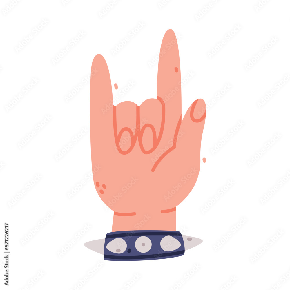 Obraz premium Human Hand Show Horn Sign Gesture Vector Illustration