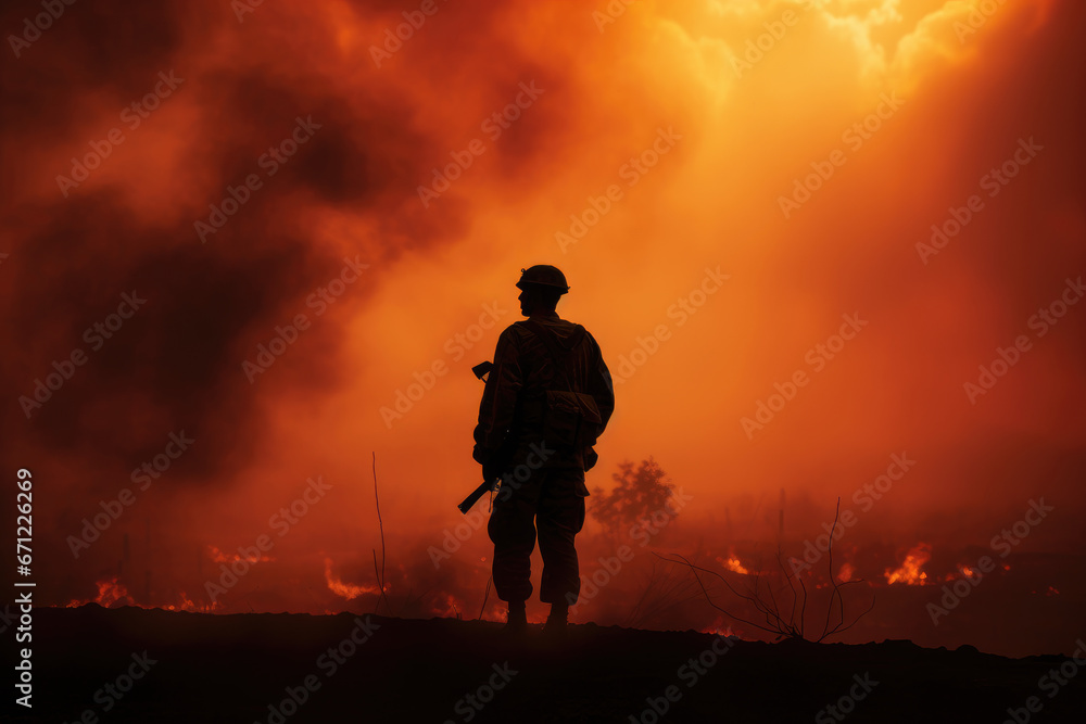 Fototapeta premium silhouette of a soldier