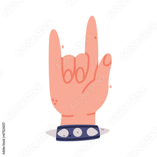Human Hand Show Horn Sign Gesture Vector Illustration