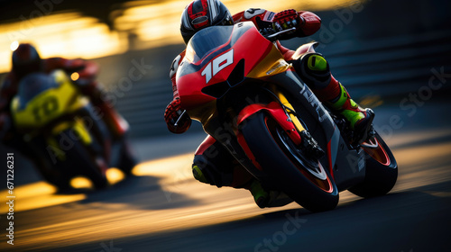 Speeding Sports Bike on an Open Highway © AIproduction