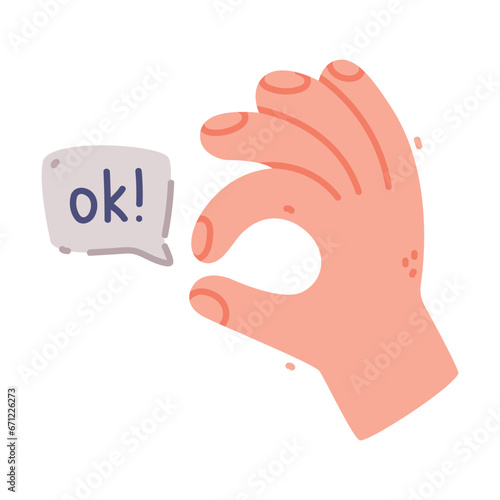 Human Hand Show Ok Gesture as Approval Vector Illustration