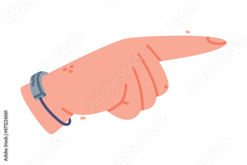 Human Hand Point Finger Show Gesture Vector Illustration