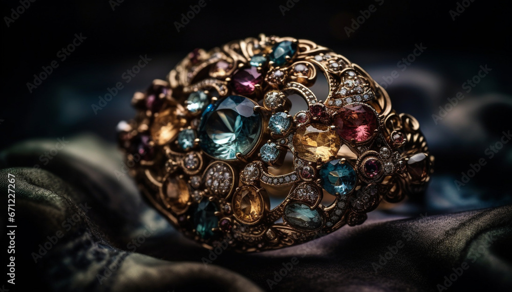 Fototapeta premium The antique brooch, a symbol of wealth and elegance generated by AI