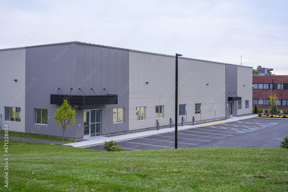 exterior of a modern factory building exterior of a modern factory building