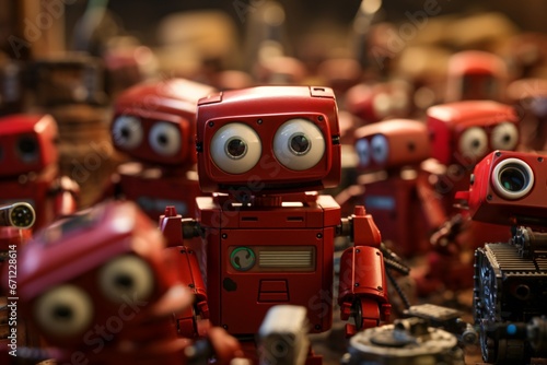 Curious Gathering of Red Robots.
