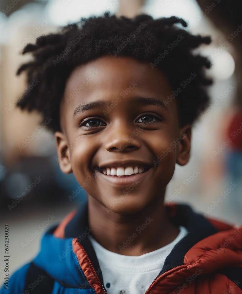 portrait of a black American boy with a friendly smile in kindergarten portrait of a black American boy with a friendly smile in kindergarten