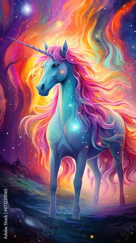 Cute Rainbow Colors Unicorn Artwork © Sohaib q