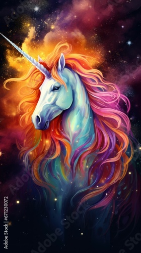 Cute Rainbow Colors Unicorn Artwork