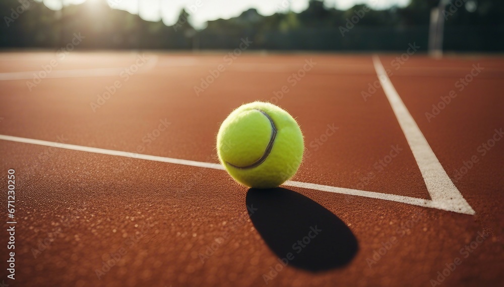 Tennis ball on dust tennis court

