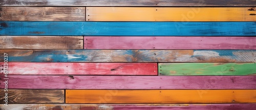 old rustic abstract painted wooden wall table floor texture - wood background panorama banner long  rainbow painting colors LGBT  seamless pattern