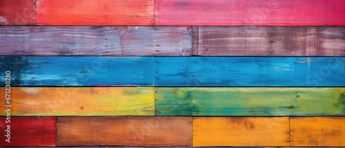 old rustic abstract painted wooden wall table floor texture - wood background panorama banner long, rainbow painting colors LGBT, seamless pattern