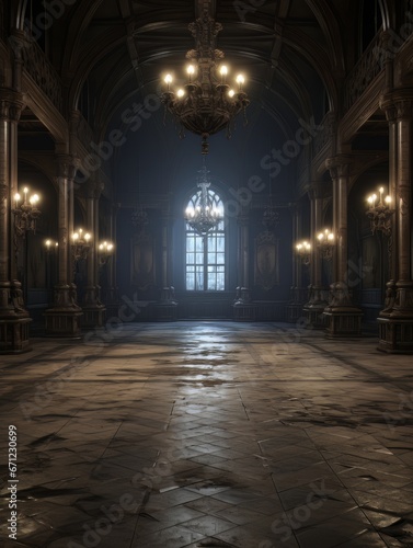 Gothic creepy room in haunted castle. AI © Vitalii But
