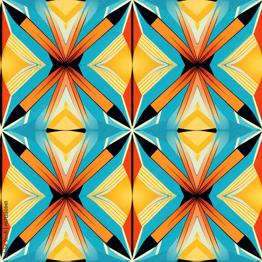 Striped Lines of Symmetry Seamless Pattern