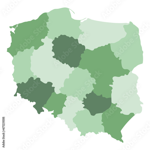 Poland map. Map of Poland in administrative regions