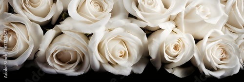 Bouquet of white roses on a black background. Close-up.  generative AI.