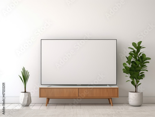 Empty White TV Screen Mockup in Minimalistic Setting © Bela