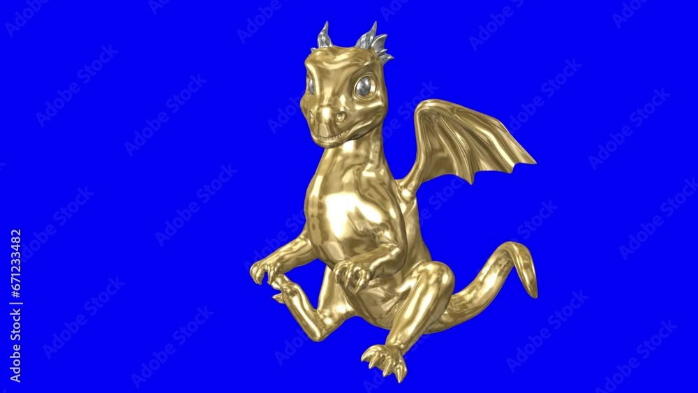 Golden Dragon - Holiday Fun - Side Angle View - I - 3D Animation Loop - Blue Screen- Chinese Zodiac Animal for 2024 New Year Golden Dragon - Holiday Fun - Side Angle View - I - 3D Animation Loop - Blue Screen- Chinese Zodiac Animal for 2024 New Year