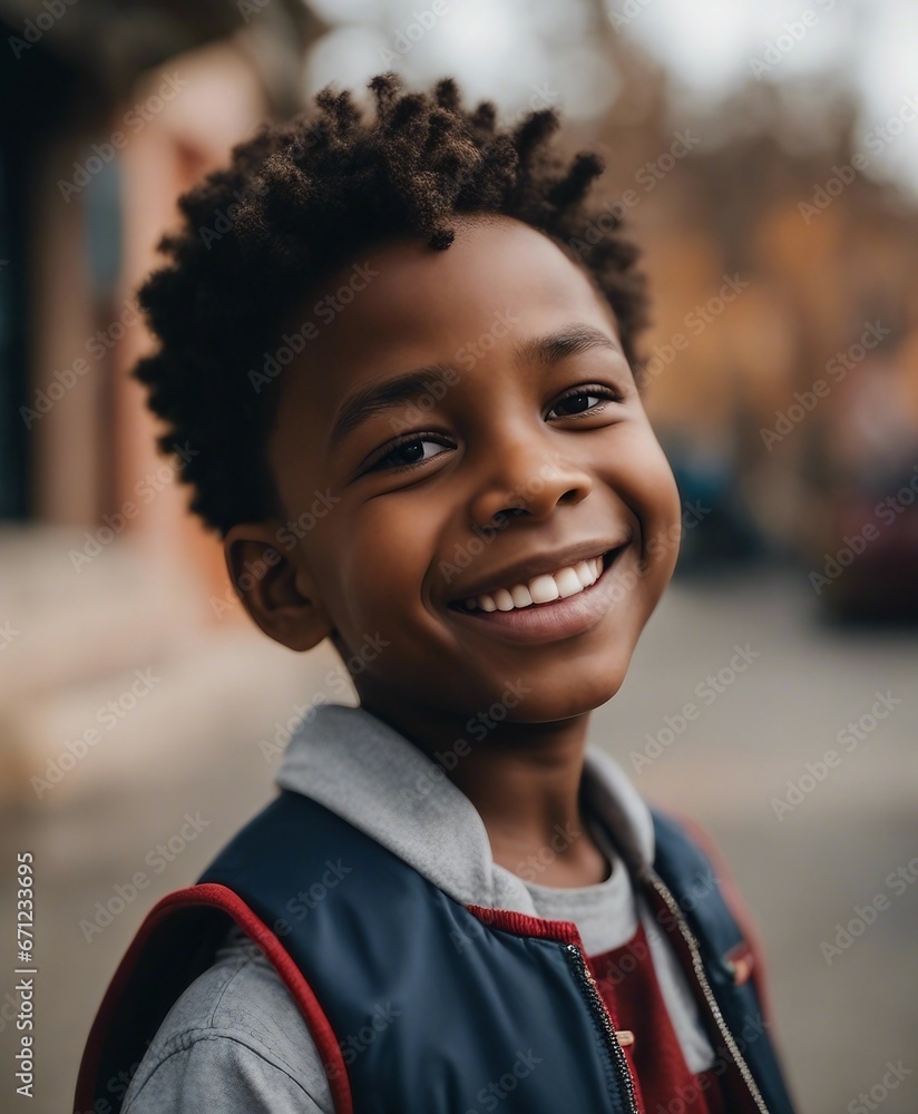 portrait of a black American boy with a friendly smile in kindergarten portrait of a black American boy with a friendly smile in kindergarten