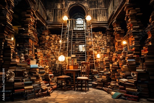 A library with shelves filled with books from bottom to top