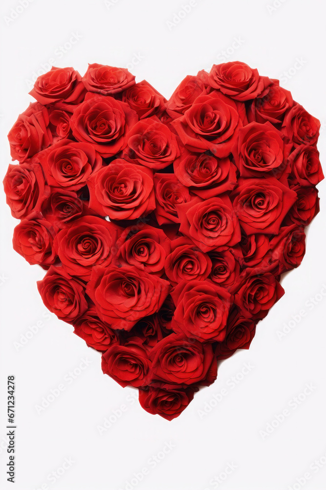 red heart made of roses on a white background. valentine's day, mother's day concept. , love, flowers and congratulations red heart made of roses on a white background. valentine's day, mother's day concept. , love, flowers and congratulations