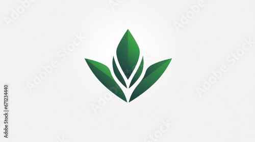 Minimalist geometric logo of green leaf vector graphic