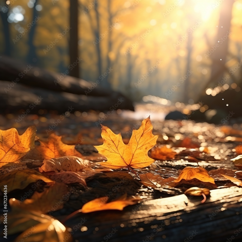 fall leaf wind blowing forest red and orange colour in the forest. fall leaf wind blowing forest red and orange colour in the forest.