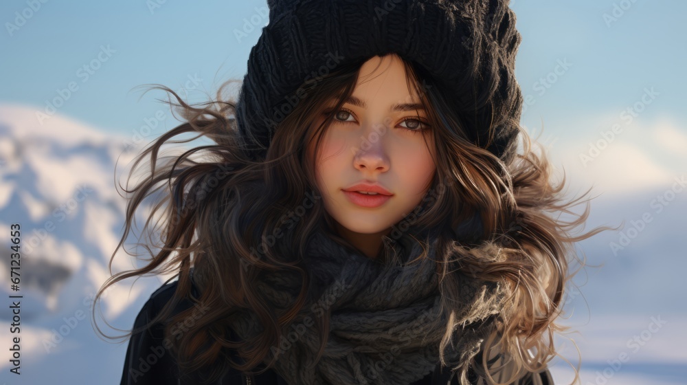 portrait of a girl in winter clothes ai generated portrait of a girl in winter clothes ai generated