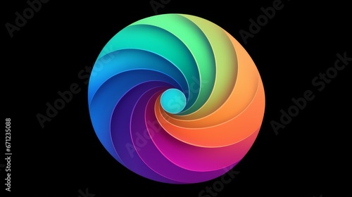Colorful whirl shell simple icon, 4k