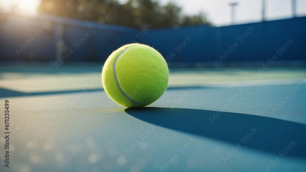 close up view of tennis ball and net on court