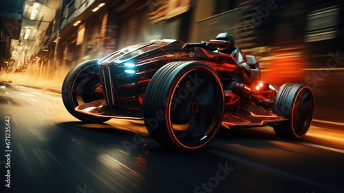 Futuristic sports racer in the city