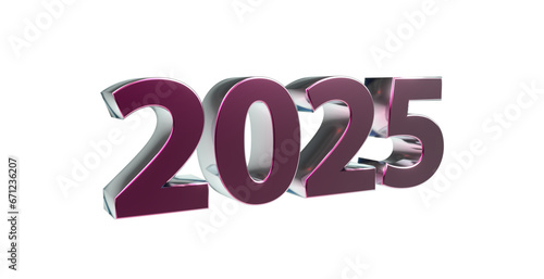2025 3D-Schrift, Jahreszahl, Kalender, metallisch, lila, violett, Perspektive, Nummer, Jubiläum, Neujahr, Jahreswechsel 