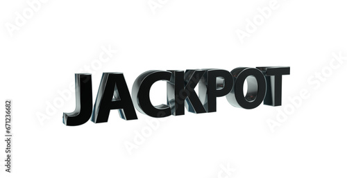 Jackpot schwze arplakative 3D-Schrift, Gewinn, Glücksspiel, Geld, Casino, Spielautomat, Mega-Jackpot, Millionen, Bargeld, Chance, Rendering, Freisteller, Alphakanal 