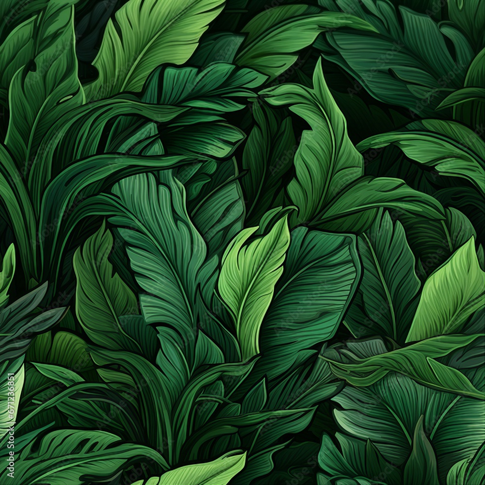 Exotic Leafy Greens Oasis Pattern