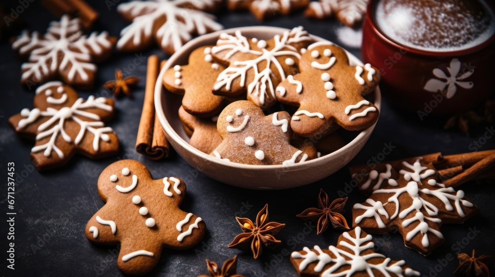 Christmas gingerbread man cookies and spices stock photo Christmas gingerbread man cookies and spices stock photo
