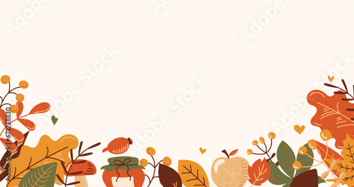 Thanksgiving Day poster for the holiday. Background for postcard, autumn icon. Autumn. Place for text. Vector illustration