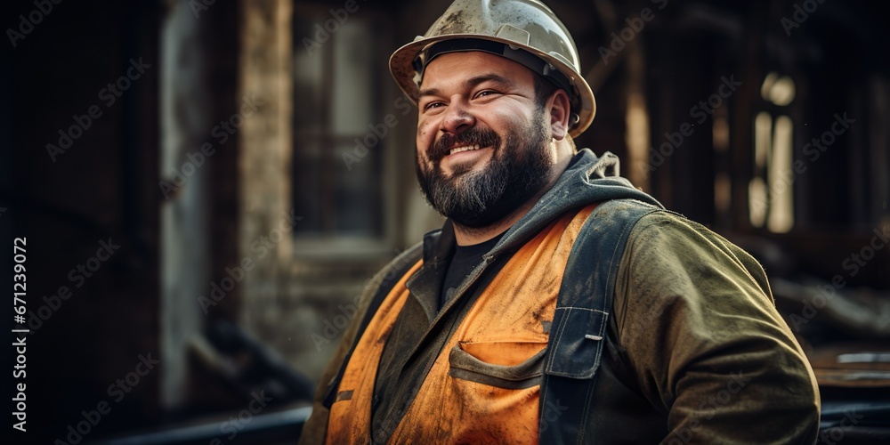 Bauarbeiter steht auf Baustelle