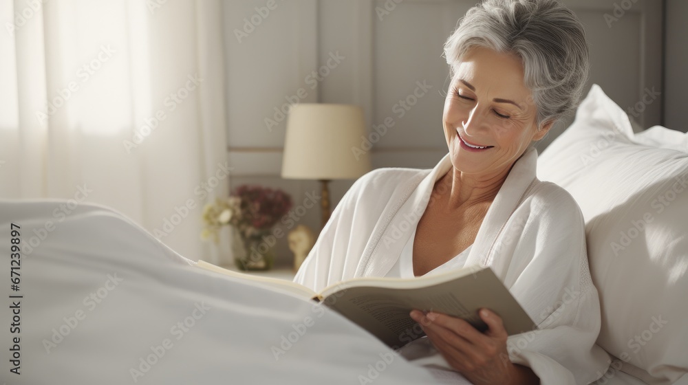 Mature Woman Lost in the World of a Good Book. Generative AI Mature Woman Lost in the World of a Good Book. Generative AI