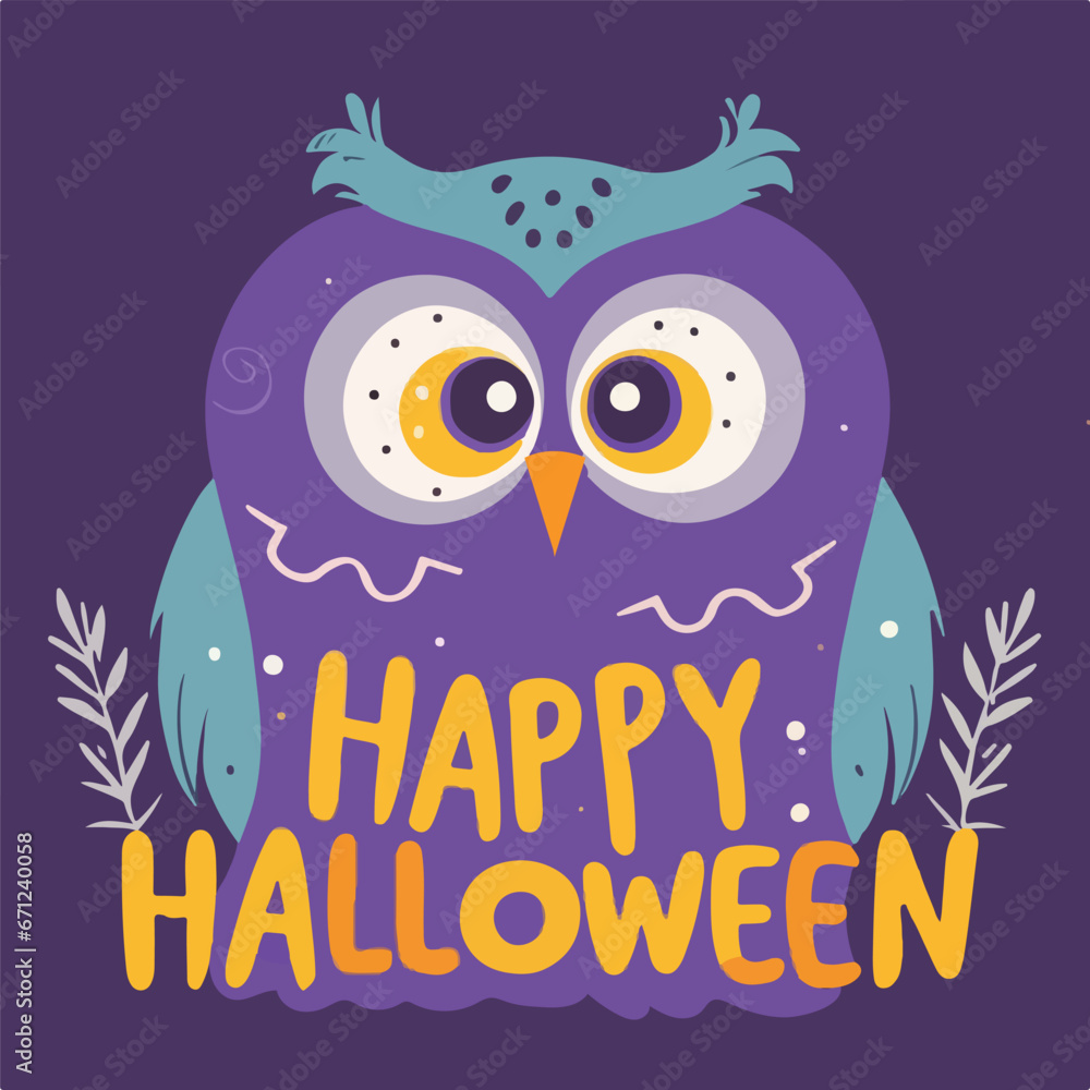 Happy Helloween owl vector illustration poster Happy Helloween owl vector illustration poster