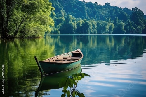 A boat at tranquil lake © Оксана Олейник