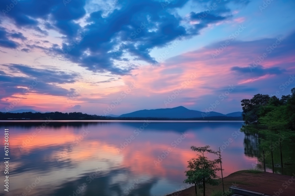 Beautiful twilight lake