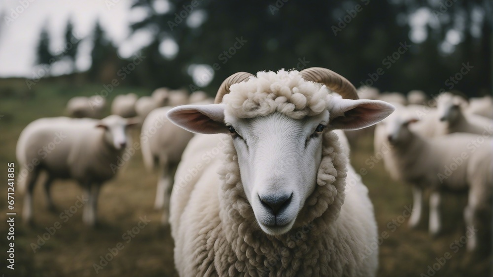 portrait of sheep in the countryside
