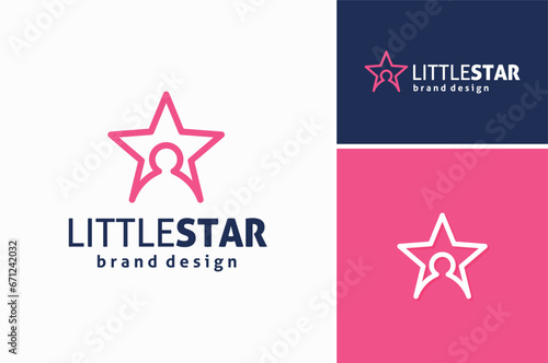 Little Kid Rising Star, Bright Future Children Support Education School logo design