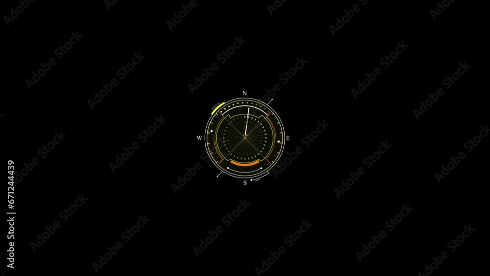 Compass HUD Technological Futuristic Elements - Sci-Fi Circle Compass Effects, HUD Template for Broadcast Future Design, 2D Texture Compass HUD Technological Futuristic Elements - Sci-Fi Circle Compass Effects, HUD Template for Broadcast Future Design, 2D Texture