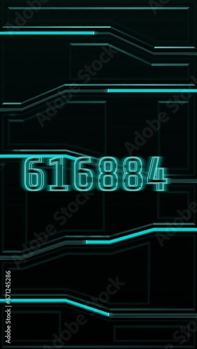 900k Vertical video counter in the style of Cyberpunk and Sci-Fi. Celebration vertical video introduction for the reaching 900000 subscribers followers or likes.  photo