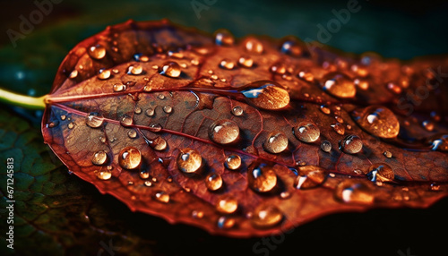 Fresh dew drops on green leaf, nature clean and vibrant generated by AI