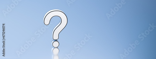 White question mark on blue background with empty copy space on right side, FAQ Concept. 3D Rendering