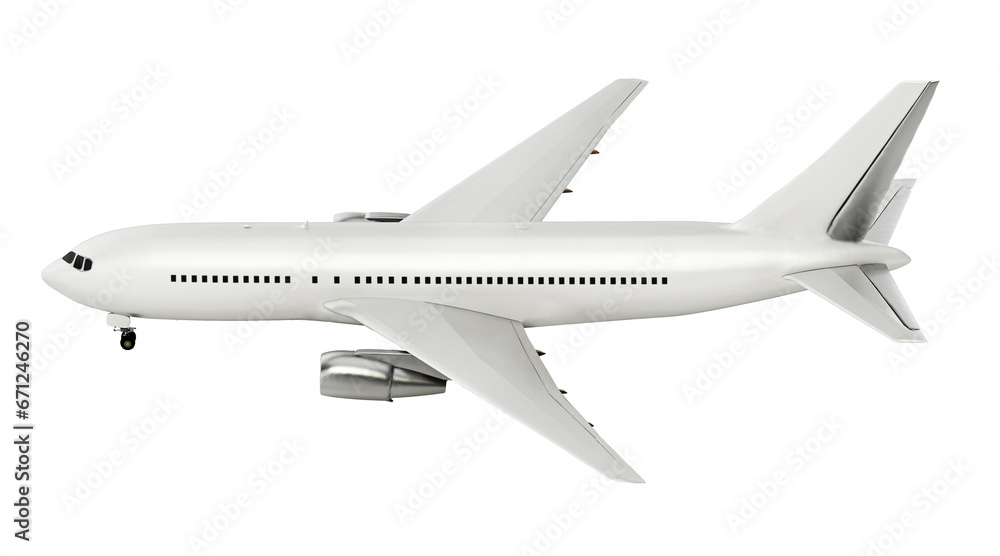 Generic airplane isolated on transparent background. 3D illustration