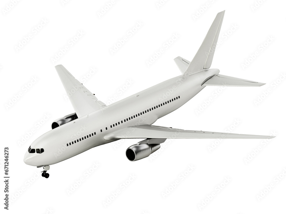 Fototapeta premium Generic airplane isolated on transparent background. 3D illustration
