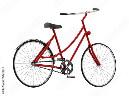 Red bicycle isolated on transparent background. 3D illustration 
