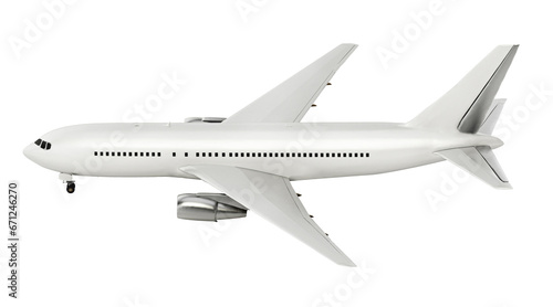 Generic airplane isolated on transparent background. 3D illustration
